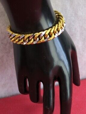 Cuban Style Bracelet Gold And Silver Tone